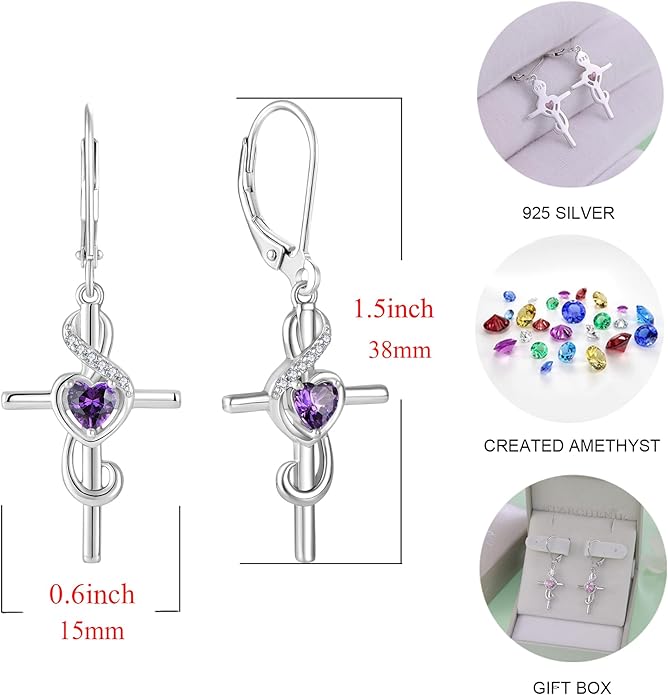 Starchenie Women's Note Cross Earrings Sterling Silver Treble Clef Leverback Earring Music Note Jewelry for Music Lover