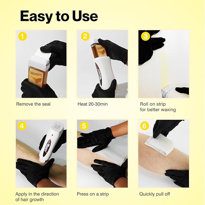 Waxers Roller Wax Kit Roll on Wax Kit for Hair Removal Women Men Professional at Home Soft waxing Depilatory for Legs Armpit Milk