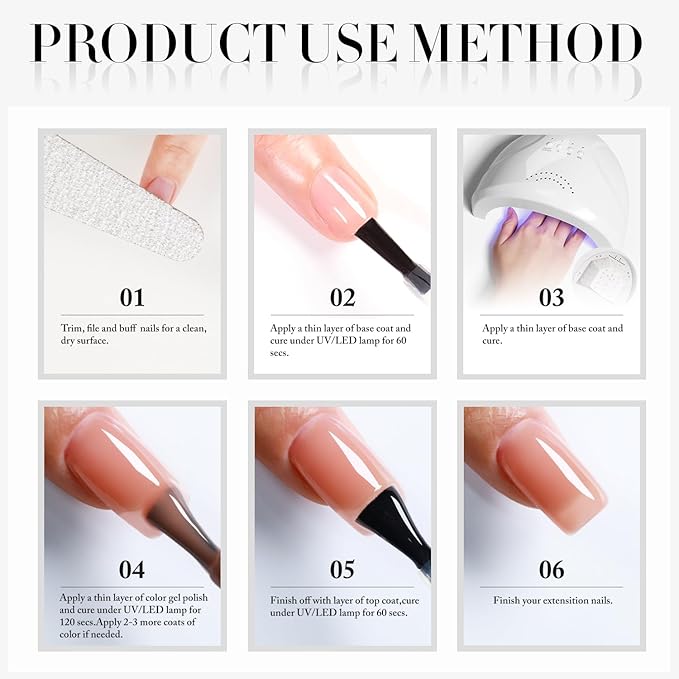 Double Rhythm 0.50 OZ Translucent Gel Polish Same Color Same Bottle Sheer Pastel Neutral Natural Milky 15 ML Jelly UV Nail Art DIY at Home (Light Pink-A1494)