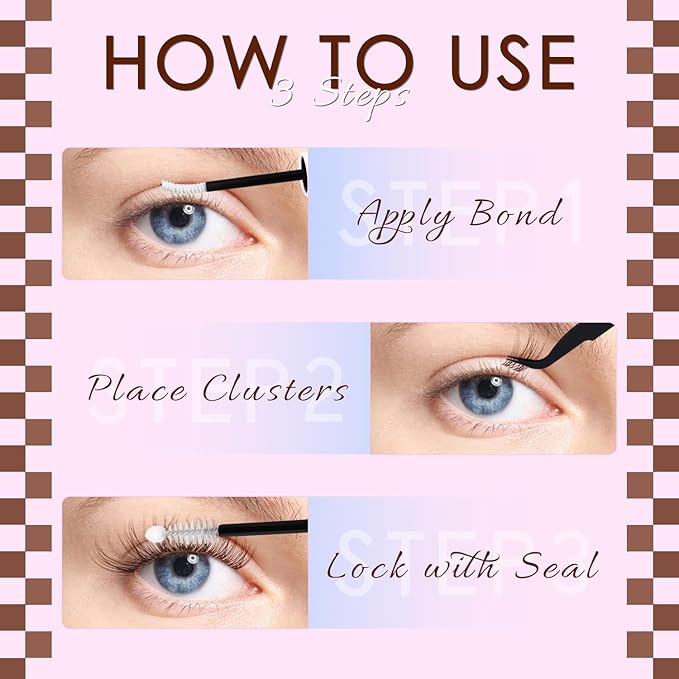 HEYWINK Brown Lash Clusters Kit Velure Lash Extensions Kit Natural Eyelash Clusters Short Lash Cluster 8-14mm Lash Clusters Natural with Invisible Band Individual Lash(Velure-Light Brown)