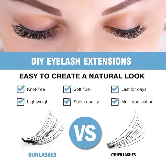 Madam Fifi 20D & 30D Lash Clusters, DIY Individual Lash Extensions, Soft Reusable Natural Eyelashes, 0.07mm C Curl, Mixed Lengths 9-15mm, Natural Look False Lashes
