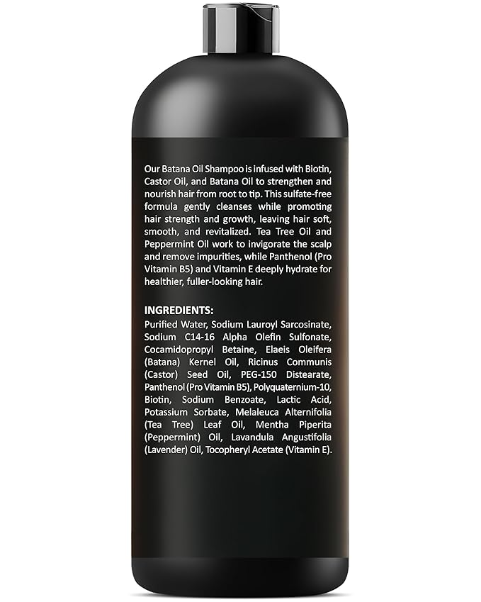 INFINA ESSENTIALS Batana Oil Shampoo | 16 fl oz | with Biotin & Tea Tree | Moisturizing, Strengthening & Nourishing Formula | Promotes Hair Growth and Thickness