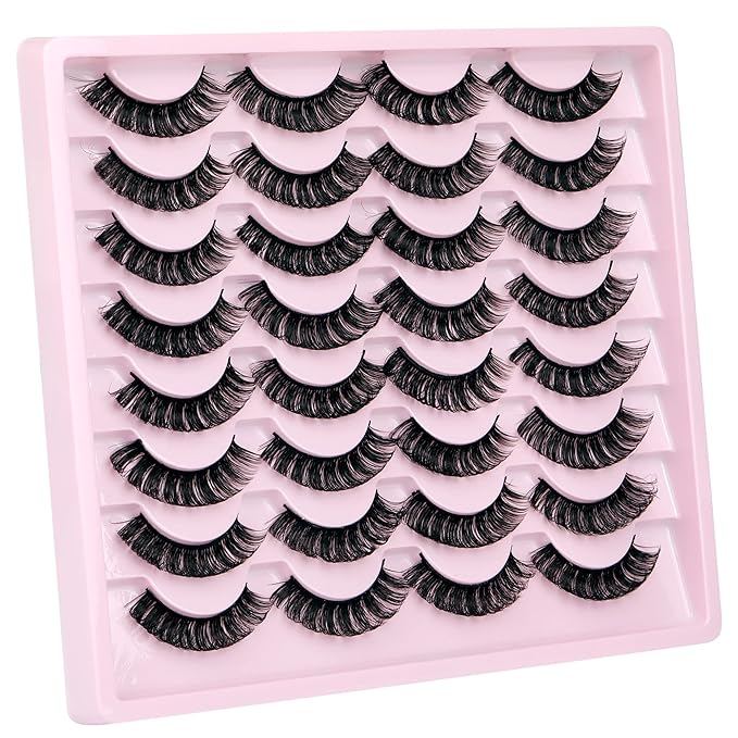 JIMIRE Russian Strip Volume Eyelashes DD Curl Wispy Fluffy False Eyelashes Look Like Lash Extensions Natural Lashes Pack 16 Pairs