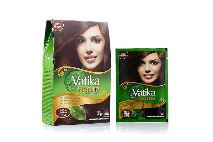 Vatika Naturals Permanent Hair Dye Dark Brown – Ammonia-Free With Natural Henna, Grey Coverage, Nourishing Herbal Blend, Long-Lasting Hair Color for Soft, Shiny Results – 18 Sachets X 10g (Pack of 3)