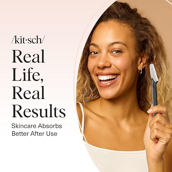Kitsch Dermaplane Razor for Women Face – Face Razors for Women & Men, Eyebrow Trimmer & Face Shaver – Exfoliating Facial Razor & Skin Care Tool for Smoother Skin - Black, 12 pcs