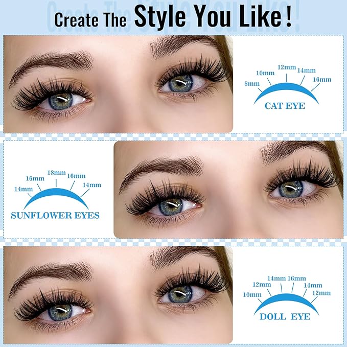 KEVKEV Lash Clusters 144 Pcs Eyelash Clusters Wispy Natural Cluster Eyelash Extension Thin Band & Soft Mix Length Lashes DIY Lash Extensions at Home Easy to Apply(Cirrus,8-18mix)