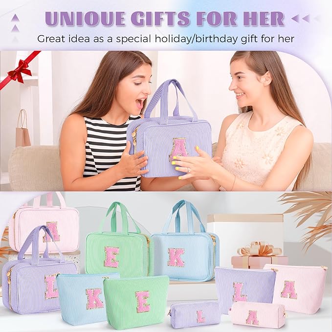 Teen Girl Trendy Stuff - Monogram Personalized Travel Toiletry Bag Makeup Bag | Cosmetic Bag | Gifts for Girls Women Her Mom Bridesmaid Bride Wife Friend Sister Teacher - Lavender B