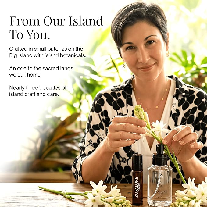 Kupaloke Tuberose Body and Hair Mist from Hawaii, Hair Perfume for a Light, Hydrating Refresh, Body Mist for Women and Men, Alcohol-Free, With Moisturizing Hyaluronic Acid & Glycerin, 3.4 oz