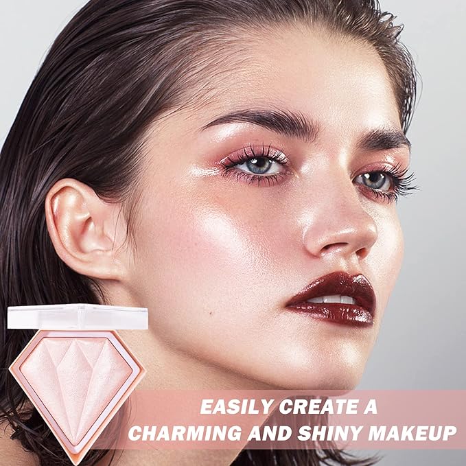 Face Pink Blush Highlighter Makeup Palette Shimmer Contour Waterproof Long-Lasting, Brightens Face Contour Illuminator Highlighters Blush Makeup Palette - 03 Fairy Powder