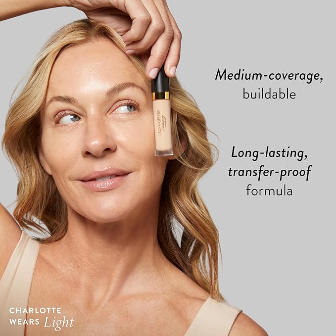 LAURA GELLER NEW YORK The Ideal Fix Concealer - Deep - Buildable Medium to Full Coverage Liquid Concealer - Covers Under Eye Dark Circles & Blemishes - Long-Lasting