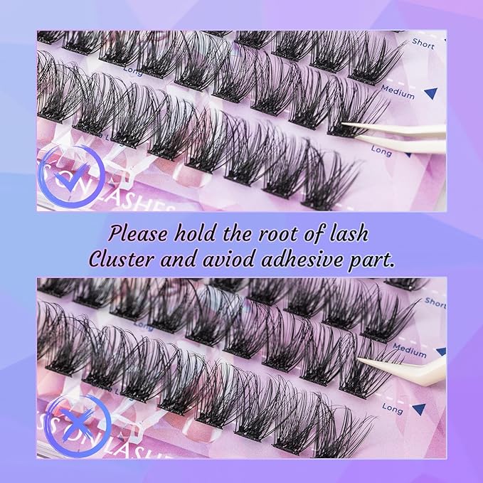 Self Adhesive Eyelashes, No Glue Needed Self Adhesive Lash Clusters, Reusable Pre-Glued Eyelashes No Remover No Residue for Beginners