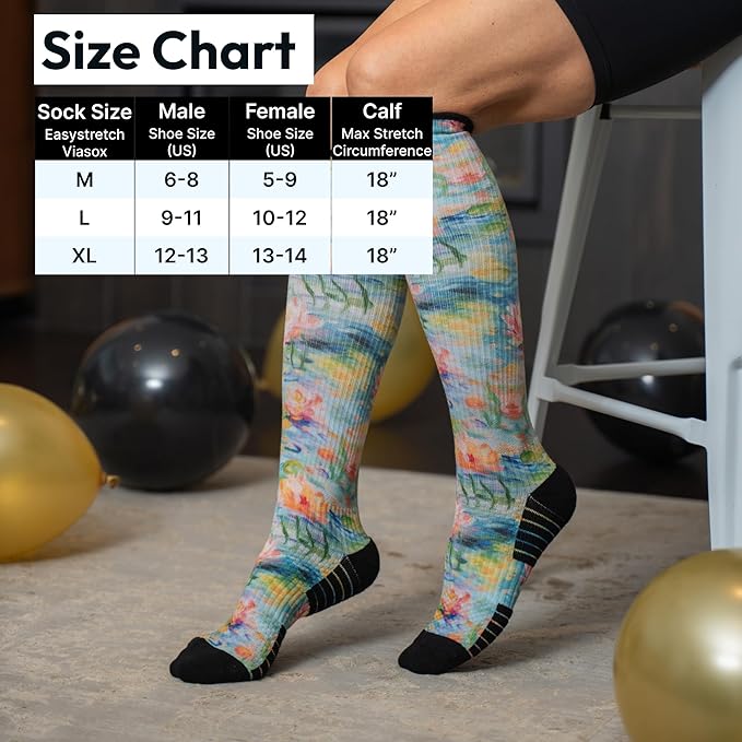 Viasox Compression Socks for Women and Men, Knee High Socks 12-15 mmhg Circulation Support for Flight, Travel, Daily