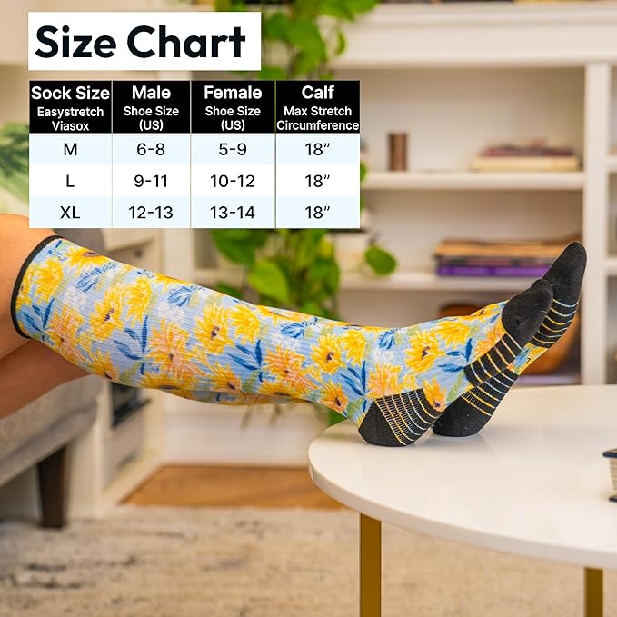 Viasox Compression Socks for Women and Men, Knee High Socks 12-15 mmhg Circulation Support for Flight, Travel, Daily