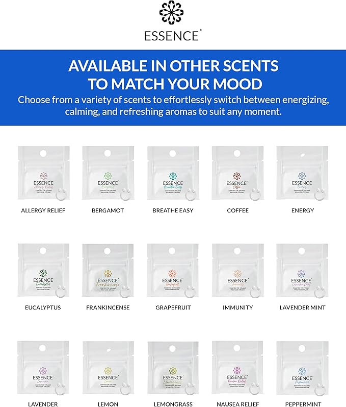 Essence Wearable Aromatherapy Nasal Diffuser – Peppermint Essential Oil Nose Ring Silicone Inhaler for Stress & Mood Support - Made in USA & Travel-Friendly (Ring Only)