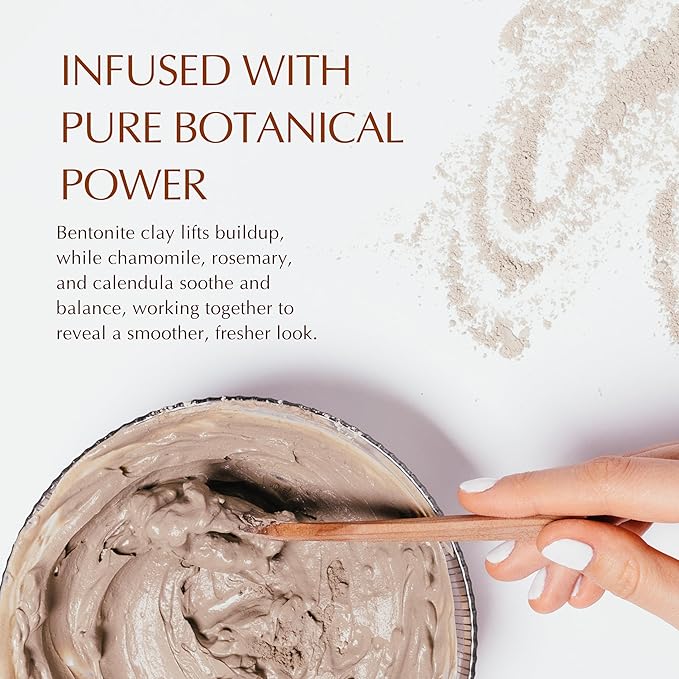 NATÚ BOTANICALS Purifying Bentonite Clay Mask – Clarifying Clay Mask for Face – Soothing & Softening Hydrating Face Mask for Oily and Combination Skin – Helps Tighten, Clarify & Refine Skin 3.5oz