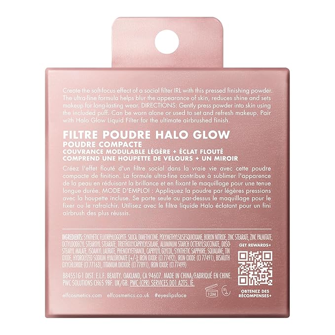e.l.f. Halo Glow Powder Filter, Ultra-fine Finishing Powder, Smooths The Look of Pores & Fine Lines, Creates A Soft-Focus Glow, Vegan & Cruelty-Free, Deep Warm