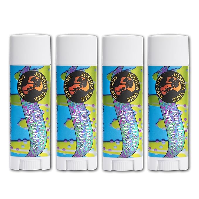 Joshua Tree Organic Lip Balm: 25 Flavor Varieties Made with Beeswax (4-pack, Rainbow Sprinkles)