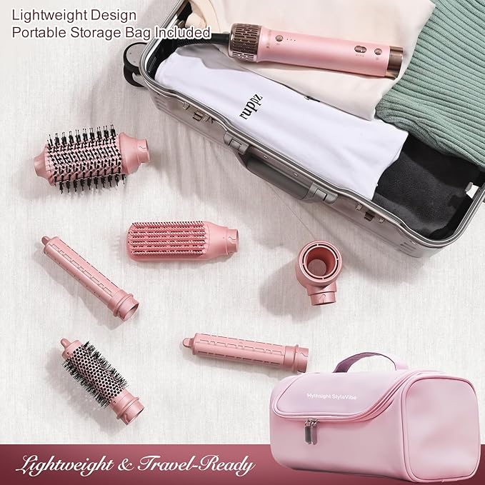 Mythsight StyleVibe 6-in-1 Air Styler, Hair Dryer & Blow Dryer Brush with Auto-Wrap Curl L/R, Fast Drying, Smooth Blowouts, Root-Lift Volume, No Heat Damage Frizz-Free Thermal Brush, Gifts for Women