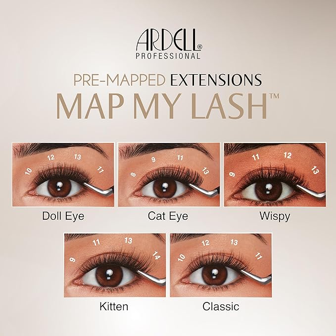 Ardell Pre-Mapped Lash Applicator Tool, Lash Tweezers - 40° Curved Eyelash Tweezers for Precision and Comfort, Easy Application