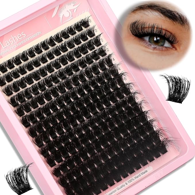 D Curl Lash Clusters Extensions 280 Pcs Individual Eye lash Clusters 120D Cluster Eyelash Lashes Wispy Clusters Lashes Makeup at Home - DIY Lash Extension Kit for Self Application (10-20MM) Mix
