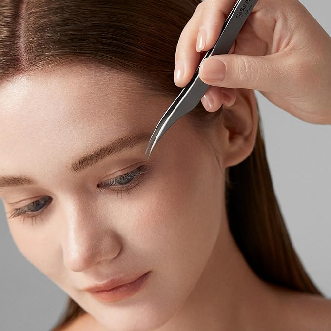 GöSol Pro Lash Tweezers for Eyelash Extensions, Professional Dolphin Isolation Eyelash Tweezers for High Precision Pick/Fan/Wiggle/Apply; 420 Stainless Steel Lash Tweezer for Volume & Classic Lashes