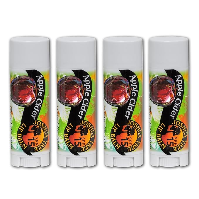 Joshua Tree Organic Lip Balm: 25 Flavor Varieties Made with Beeswax (4-pack, Apple Cider)