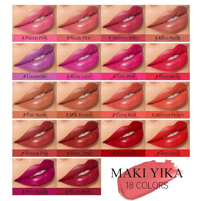 MAKI YIKA 3Pc Moisture Lipsticks for Women Brown Nude Pink Lipstick Hydrate Tinted Lip Balm for Dry Cracked Lips Glossy Lip Color, MA55/58/62
