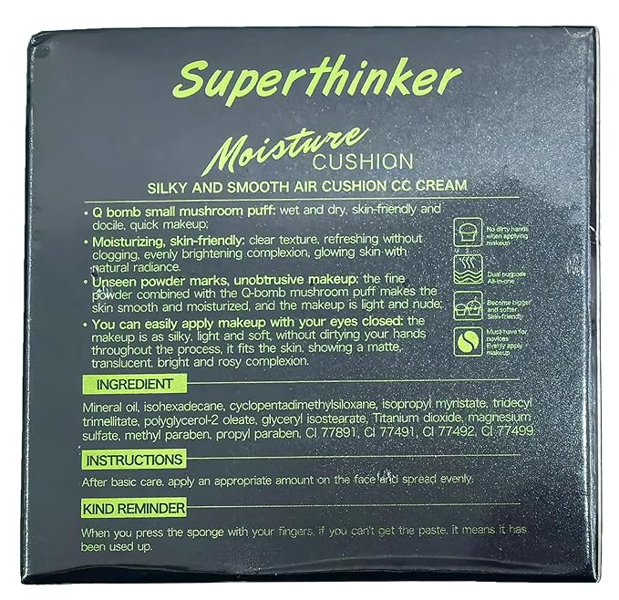 Air Cushion CC Cream Mushroom Head Foundation Makeup, BB Cream Face Makeup Foundation for Mature Skin, Moisturizing Natural Coverage, Tattoo cover up, Even Skin Tone for All Skin Types (2PCS Ivory)