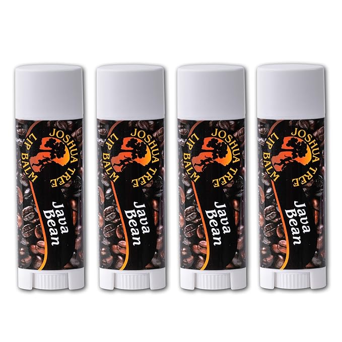 Joshua Tree Organic Lip Balm: 25 Flavor Varieties Made with Beeswax (4-pack, Java Bean)