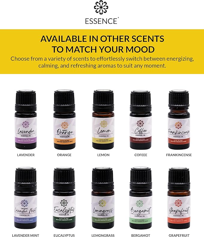 Essence Lemon Essential Oil – Pure & Therapeutic Grade – Perfect for Aromatherapy, Diffusers & Recharging Essence Nasal Diffuser Rings – Natural Stress & Mood Support (5mL)
