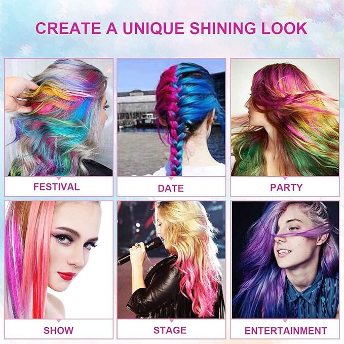 DSADKI Temporary Hair Color Mascara Washable Hair Dye Stick Non-toxic Instant Hair Chalk Dye for Girls Women (8PCS MULTI)