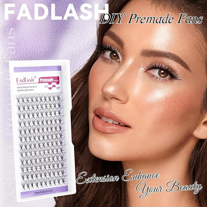 FADLASH Premade Lash Fans Multi Length Hybrid Volume Premade Easy Fans 0.07 Thickness D Curl 10D Multi Length 10-12-14mm Camellia Natural Eyelash Extensions (10D-0.07-D, Camellia 10-12-14mm)
