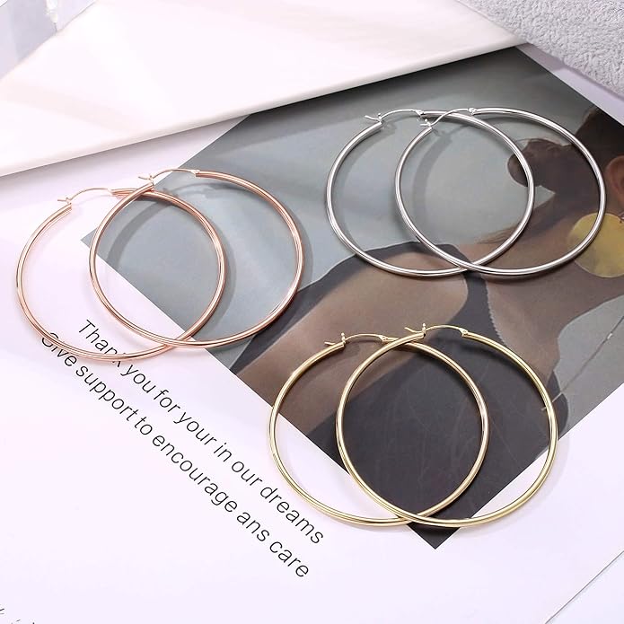 M MOOHAM 14K-Gold-Plated Hoop Earrings for Women - Hypoallergenic 14K Gold 925 Sterling silver-plated Post Sensitive Ears Nickel Free Hoops Earrings Set for Women Jewelry Lightweight 13-60mm