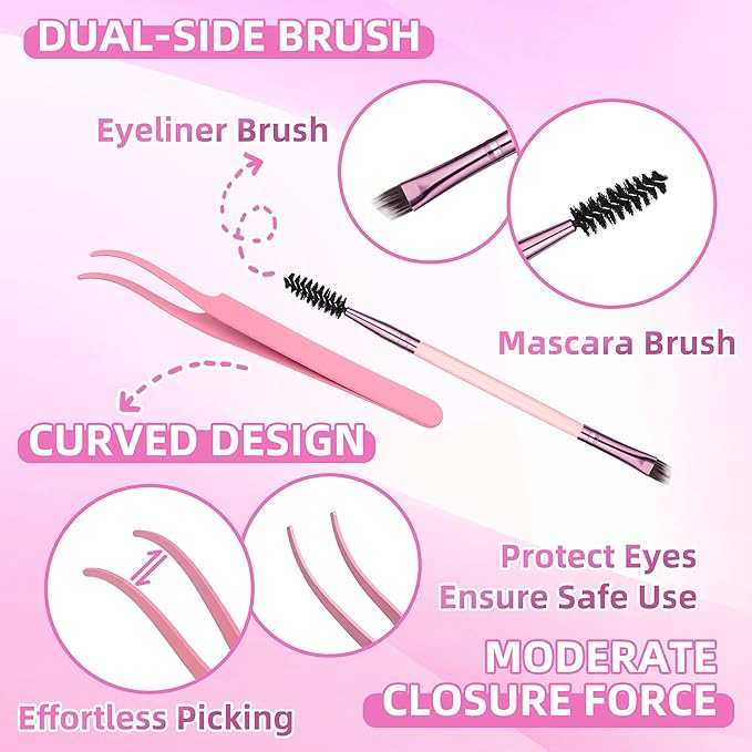 YIDUO Lash Clusters Lashes Kit Volume D Curl Wispy Individuals Eyelash Extensions, Volume Studio Effect, Fake Eyelashes 255Pcs All-in-1 Pack with Glue |Tweezers |Removers |Eyelash & Eyebrow Brush