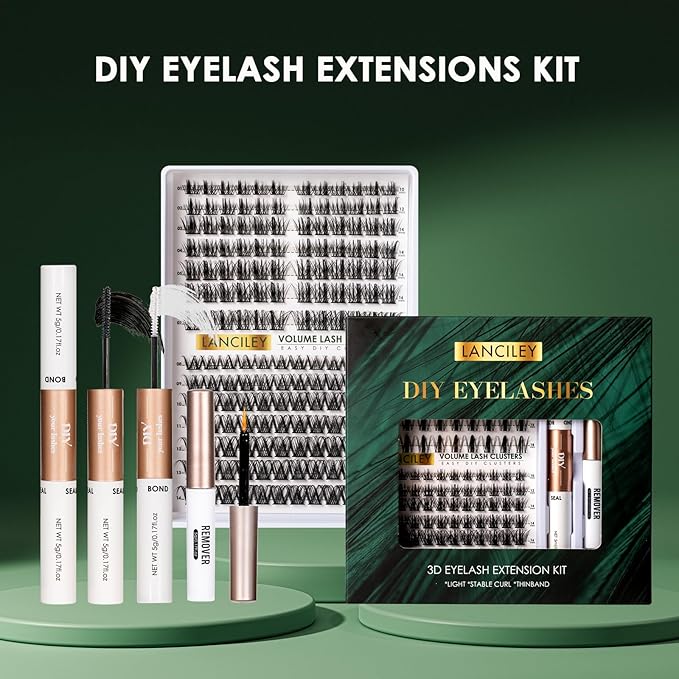 Lash Clusters Kit 168pcs Eyelash Clusters 10-18mm Cluster Eyelash Extensions Natural Eyelashes Wide Band Cluster Lashes Soft False Eyelashes Lash Extension Kit with Bond and Seal and Remover-M37+M38