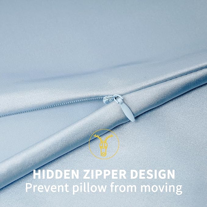 ZIMASILK 100% Pure Mulberry Silk Pillowcase for Hair and Skin Health,Soft and Smooth,Both Sides Premium Grade 6A Silk,600 Thread Count,with Hidden Zipper,1pc (King 20''x36'',Light Blue)