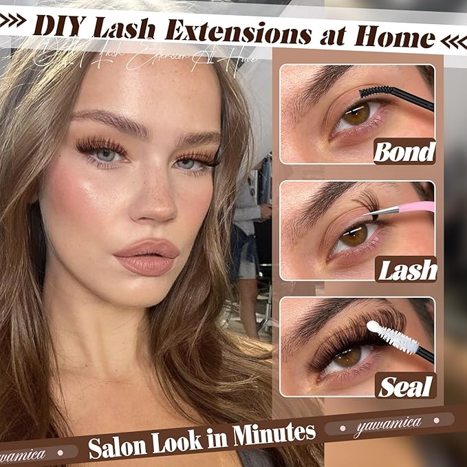 Dark Brown Lash Clusters 80D Fluffy Wispy Volume Cluster Eyelash Extensions D Curl 10–18mm Individual Cluster Lashes 240PCS Brown Eyelash Clusters DIY Lash Extension for Natural Glam Look by Yawamica