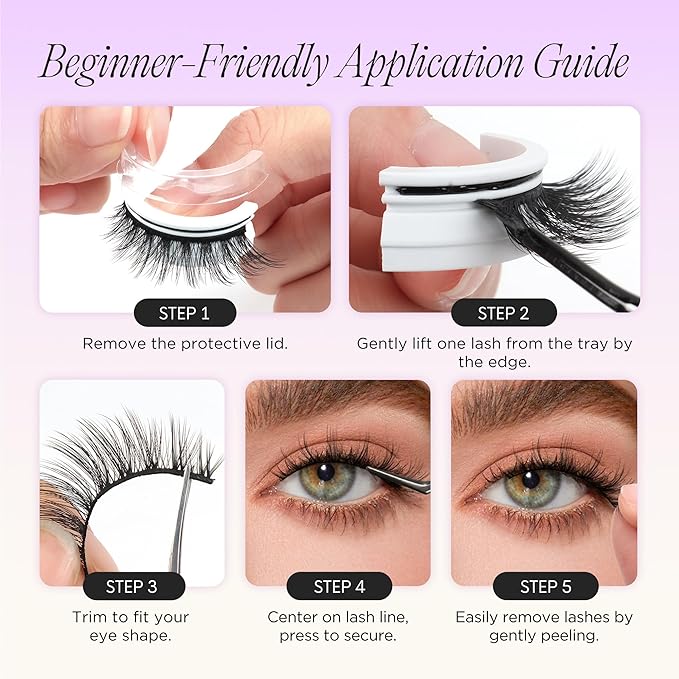 BEYELIAN Self Adhesive Eyelashes Manga Lashes Pre Glued Anime Lashes Wispy No Glue Need Spiky Eyelashes Korean Japanese Asian Cosplay Fake Eyelashes CS120