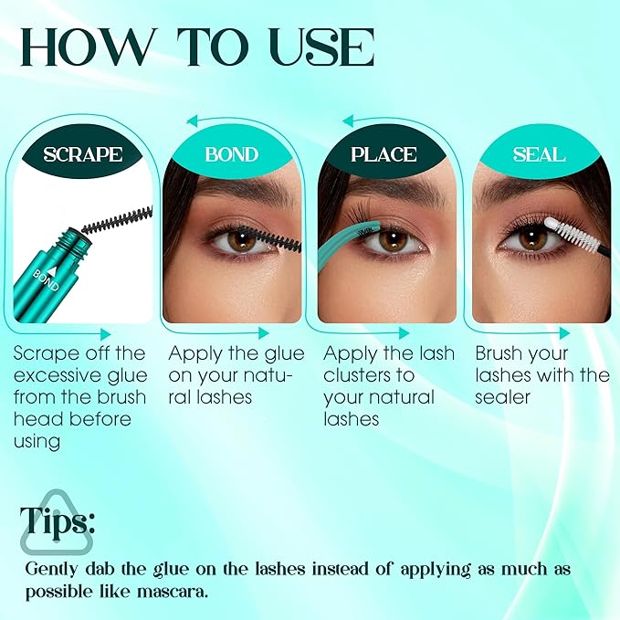 GEMERRY Lash Bond and Seal Waterproof 12ml Lash Glue for Lash Clusters Strong Hold for 72-96 Hours Lash Cluster Glue Mascara Eyelash Glue for Self Use at Home