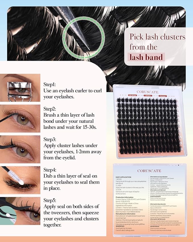 CORUSCATE Lash Clusters Manga Eyelash Cluster Fairy Lashes Spikes Cluster Eyelash Extensions 3D Wispy Lashes Clusters with Spikes Anime Individual Lash Extension 10-16mm DIY Mink Style