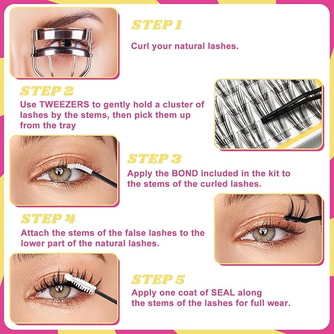 WiWiLINK Manga Lash Clusters Kit 8-14mm Eyelash Clusters DIY Lash Extension Kit Waterproof Anime Lashes Ultra-Thin Band 0.3mm Individual Cluster Eyelash Extensions, California Sunset Short-Kit