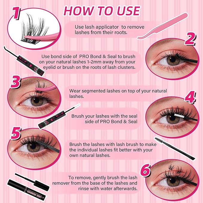 PRO LASHBEAUTY Lash Clusters, Eyelash Clusters 8-18 Mixed Cluster Eyelash Extensions Mixed Lash Extension Volume Reusable Soft & Comfortable (Caril,8-18mix)
