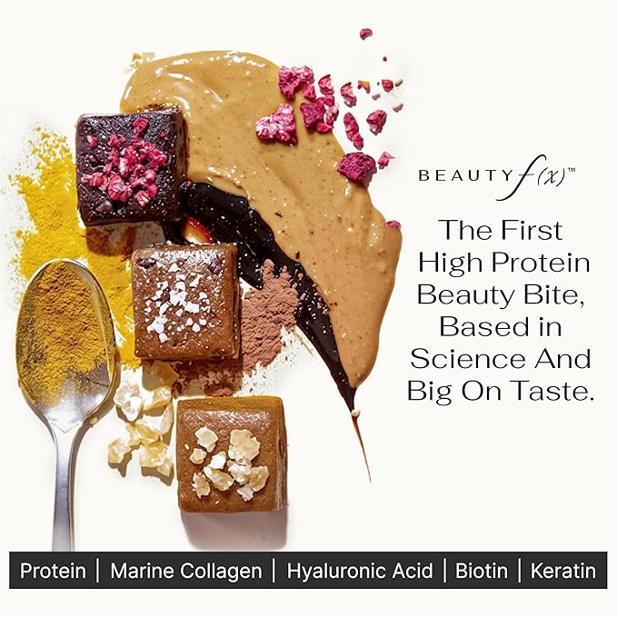 Beauty f(x) Protein Beauty Bites – Collagen Bars – Lemon Ginger Turmeric Collagen Protein Bars for Women – 10g Protein, 110 Calories, No Added Sugar – Supports Skin, Hair, and Nails