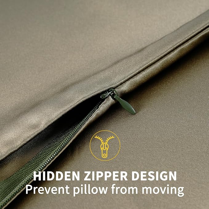 ZIMASILK 100% Pure Mulberry Silk Pillowcase for Hair and Skin Health,Soft and Smooth,Both Sides Premium Grade 6A Silk,600 Thread Count,with Hidden Zipper,1pc(Standard 20''x26'',Olive Grey)