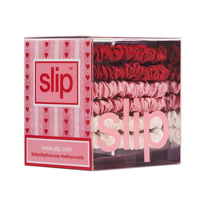 SLIP Skinny Scrunchies: Anti-Crease, Anti-Breakage Slipsilk™ Design Protects Delicate Hair | Includes 6 Pure Silk Scrunchies: Limited Edition Sweetie
