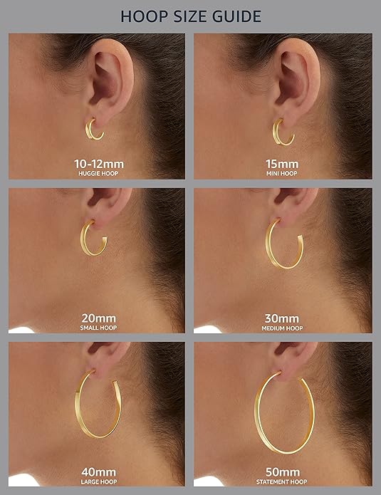 Amazon Essentials Gold Plated or Stainless Steel Flattened Hoop Earrings