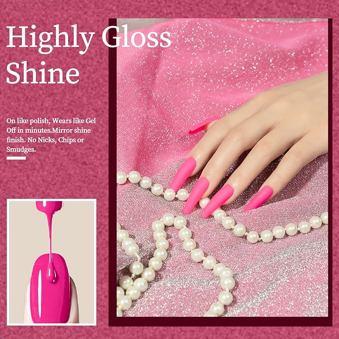 MAYCHAO 15ML Hot Pink Gel Nail Polish 1Pc Bright Pink Gel Polish Soak Off UV LED Nail Varnish Nail Art Starter Manicure Salon DIY at Home, 0.5 OZ