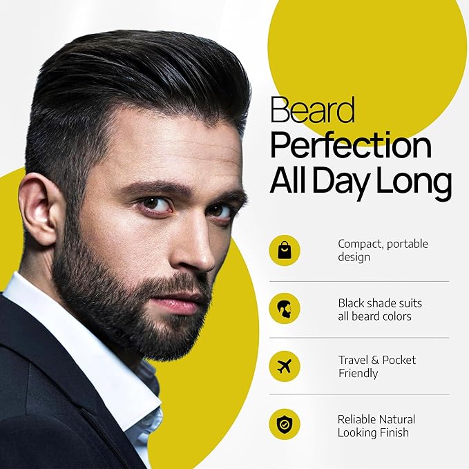 SELZALOT Beard Filler Pen (4-Tip) - Dark Brown Beard Pencil Filler for Men Waterproof Patchy Beard Solution - Beard Filler Kit Long Lasting Beard Filling Pen with Brush