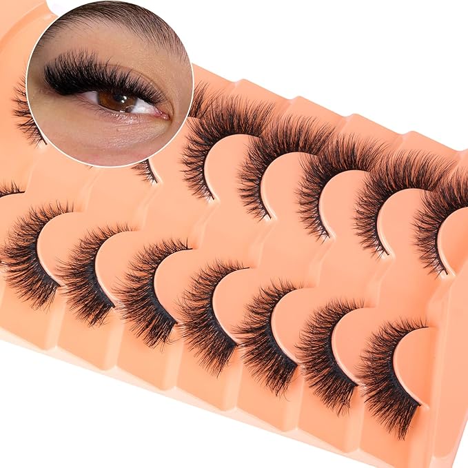 Mink Lashes Cat Eye False Lashes Fox Eye False Eyelashes Lashes Natural D-Curly Volume Fake Eyelashes Soft Handmade Lashes that Look Like Extensions Lashes Pack