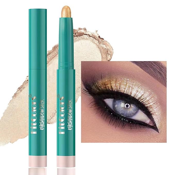 Eyeshadow Stick,eyeshadow pencil,Creamy Twist Up Pencil for Sensitive Eyes, Vegan & Non Toxic | Crease Proof, Long Lasting Makeup (Travel Size, Matte/Shimmer) Champagne Shimmer # 02